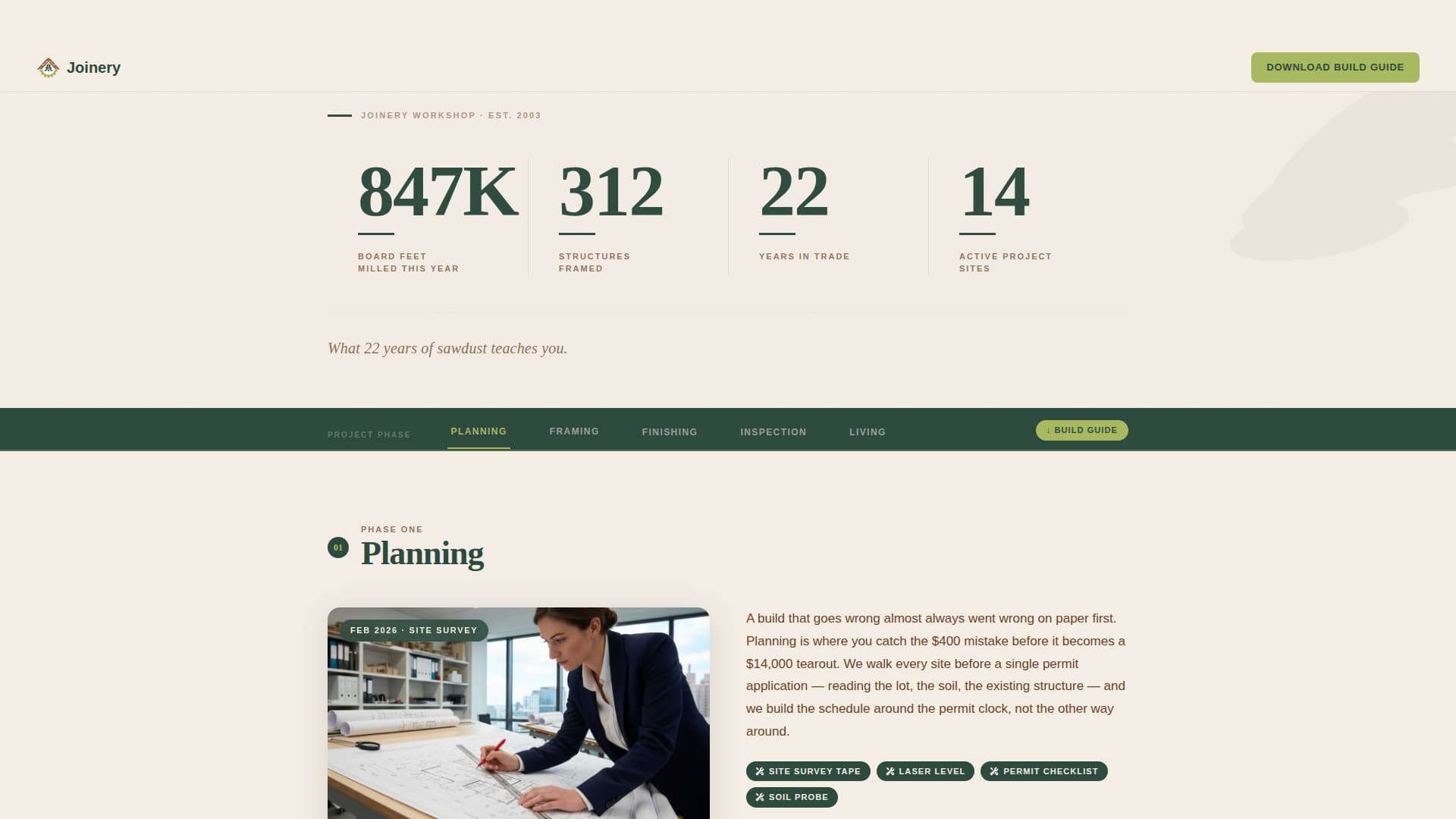 Joinery - Trusted Carpentry Landing Page Template