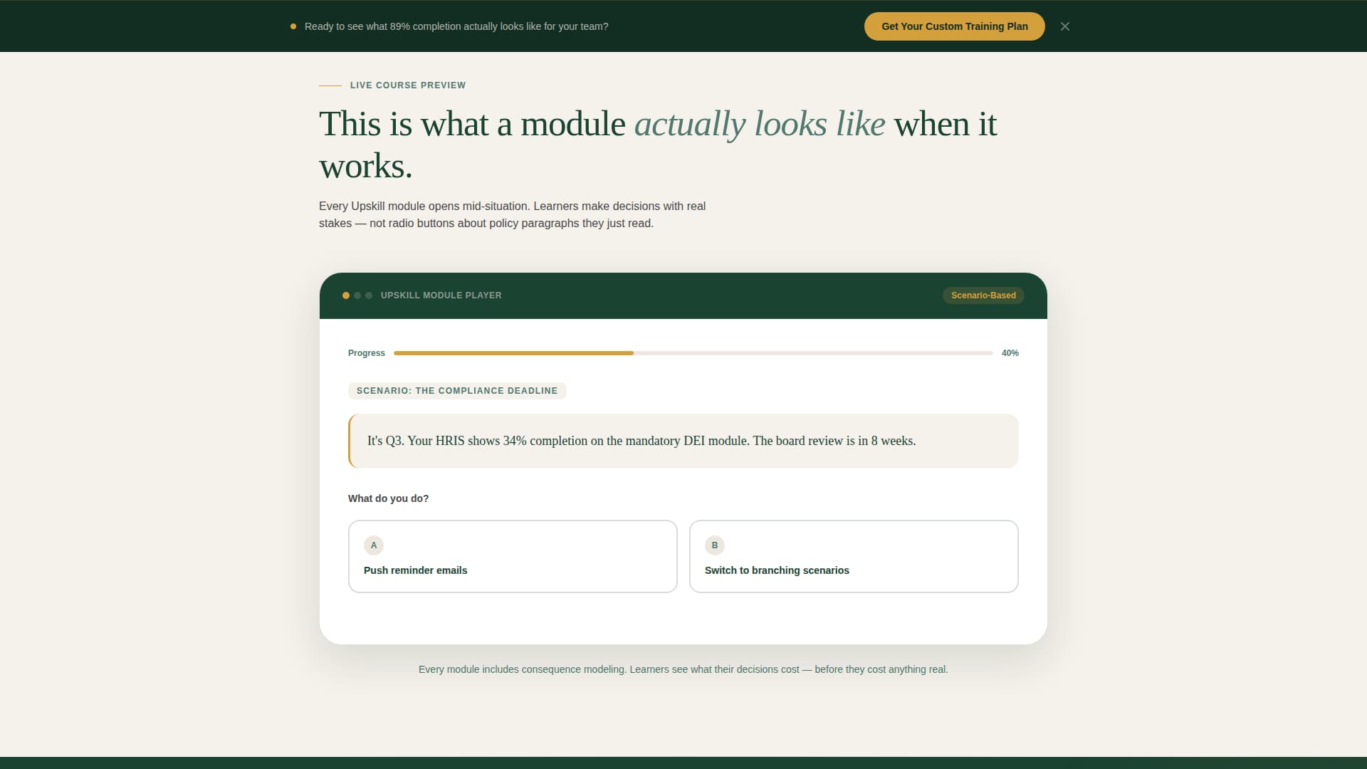 Upskill - Scenario-driven eLearning Landing Page Template