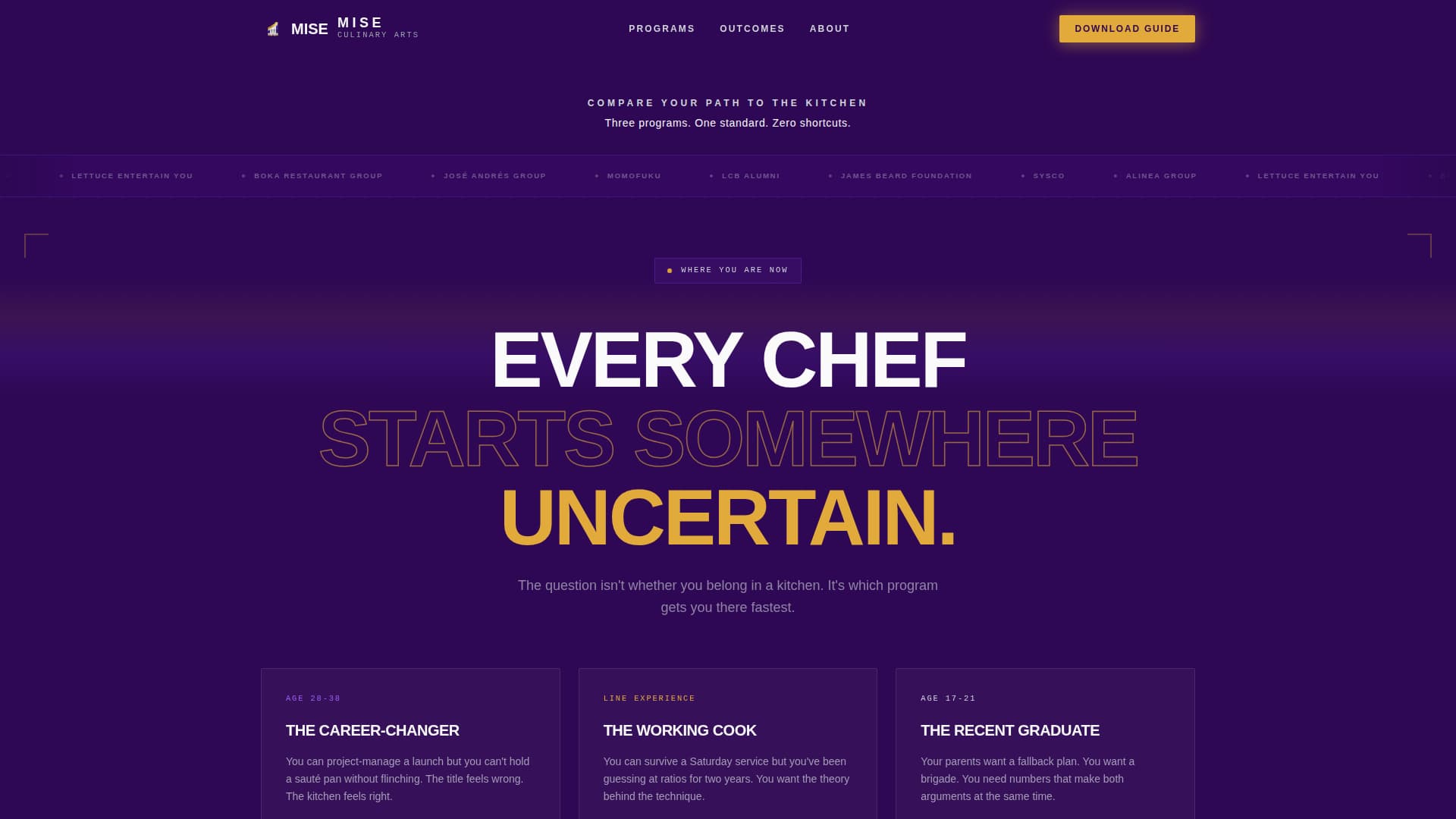 Mise - Precision Culinary Landing Page Template