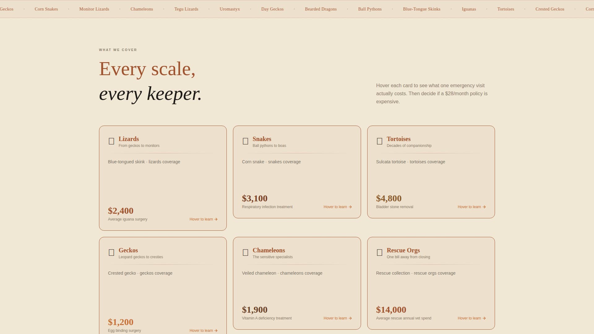 Scale - Trusted Reptileinsurance Landing Page Template