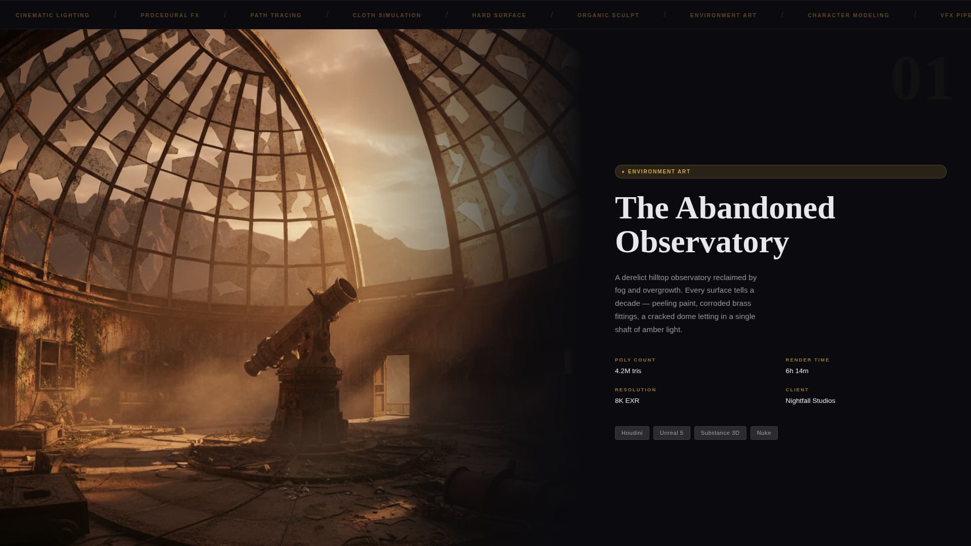 Vertex - Cinematic 3D Artist Landing Page Template