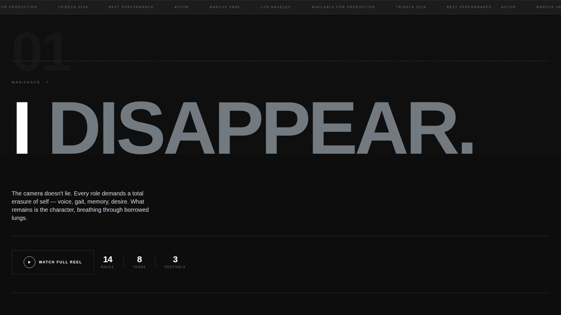Reel - Cinematic Actor Landing Page Template