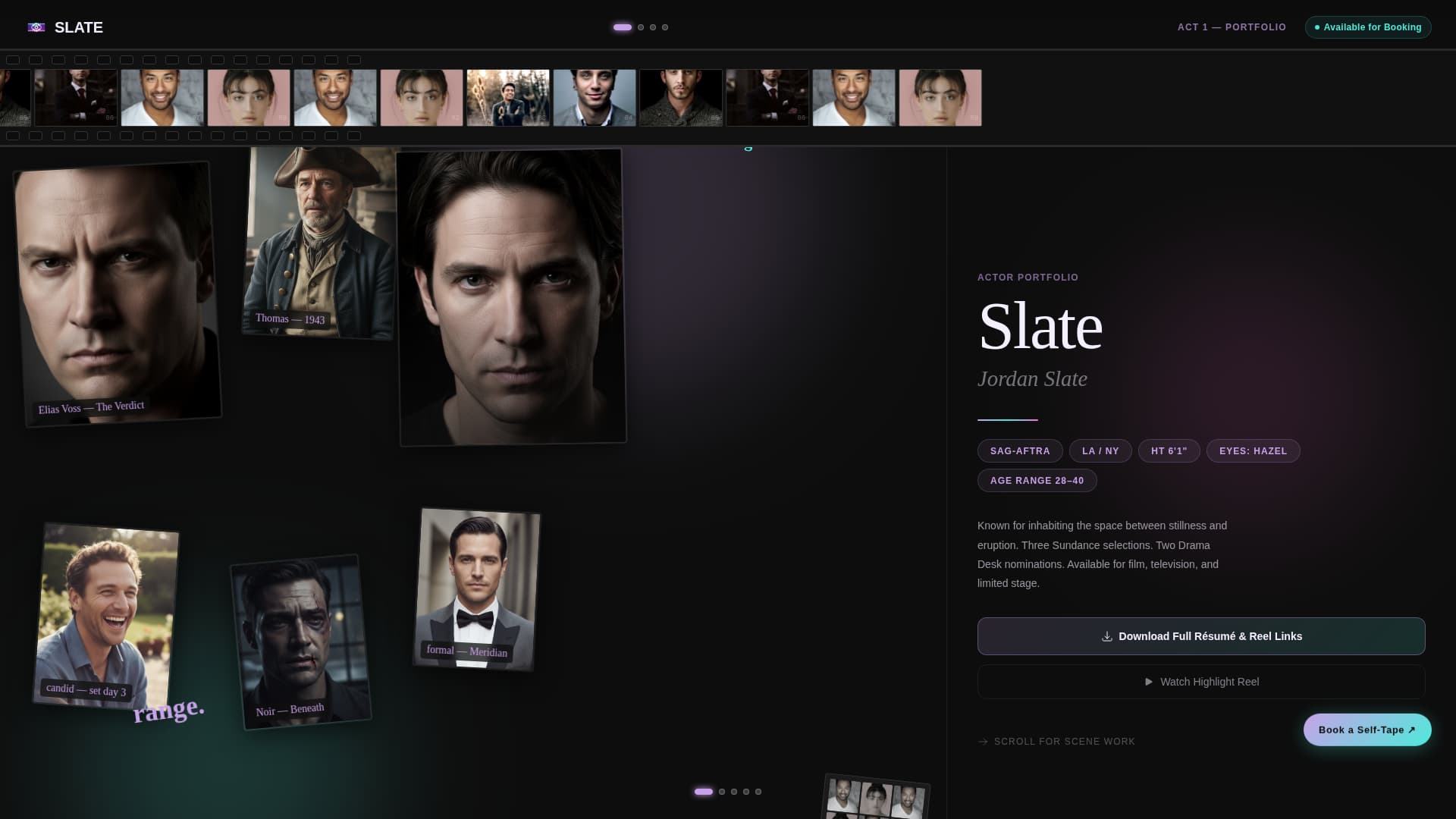 Slate - Iridescent Actor Landing Page Template