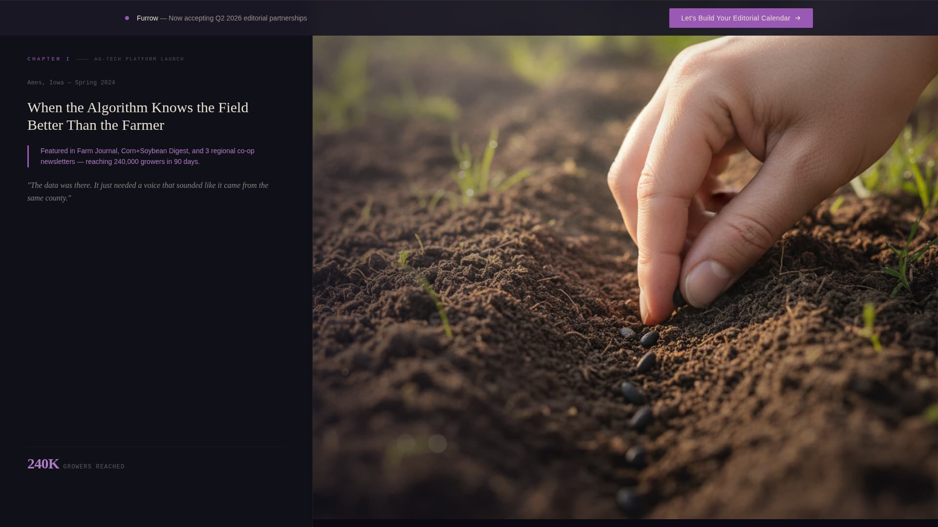 Furrow - Compelling Agriculture Landing Page Template