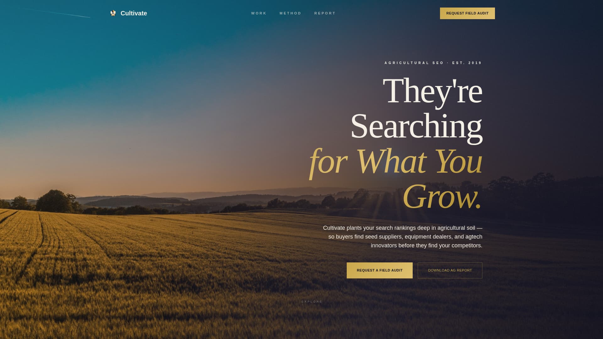 Cultivate - Precision Agriculture SEO Landing Page Template