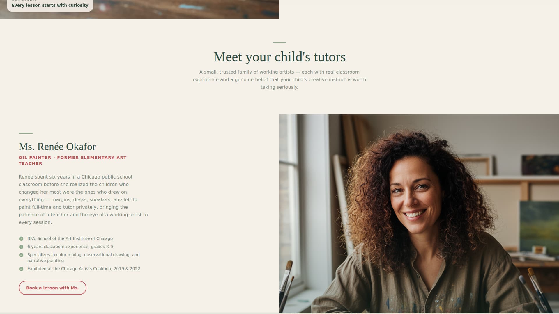 Atelier - Trusted Artstutoring Landing Page Template