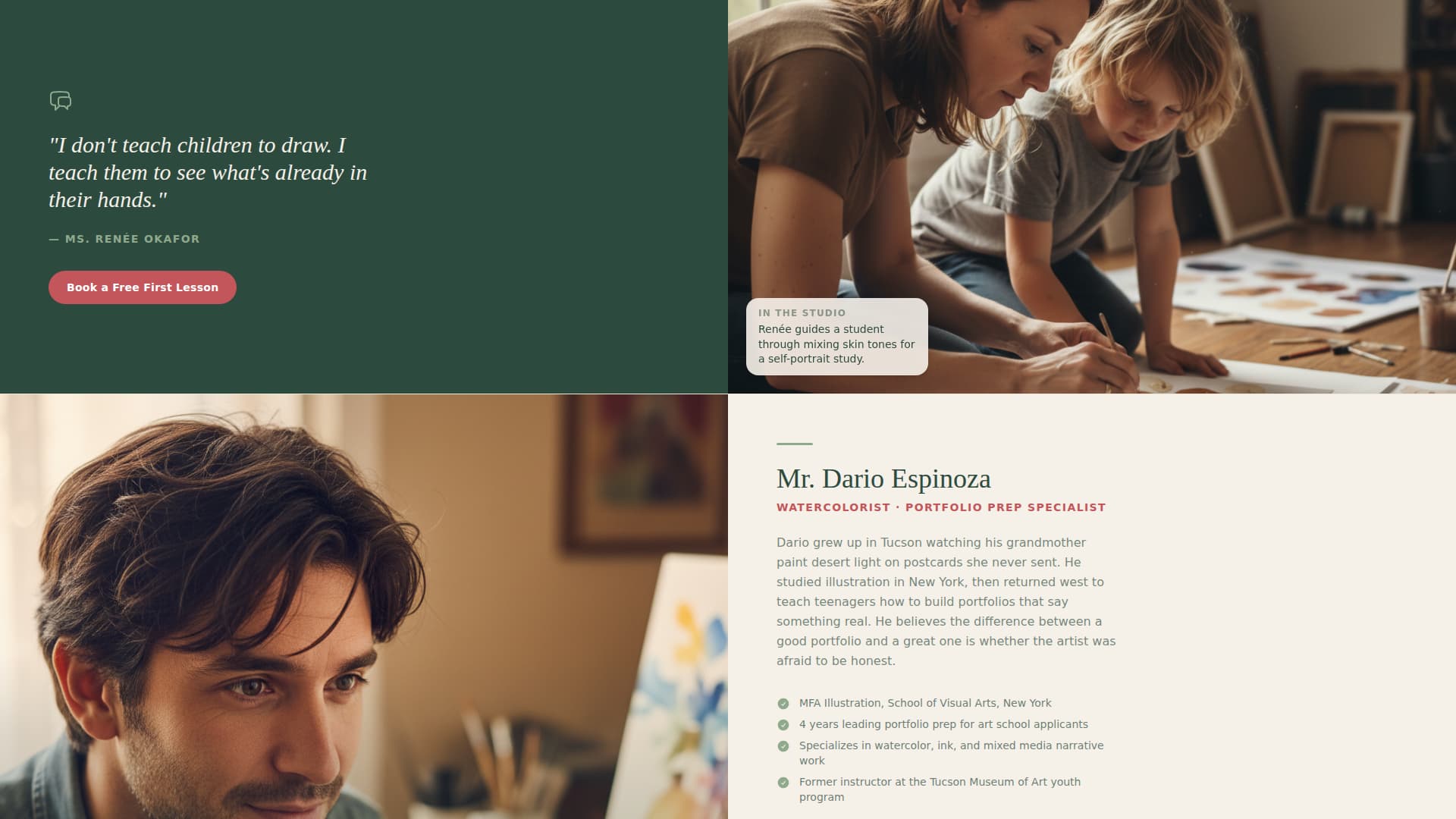 Atelier - Trusted Artstutoring Landing Page Template
