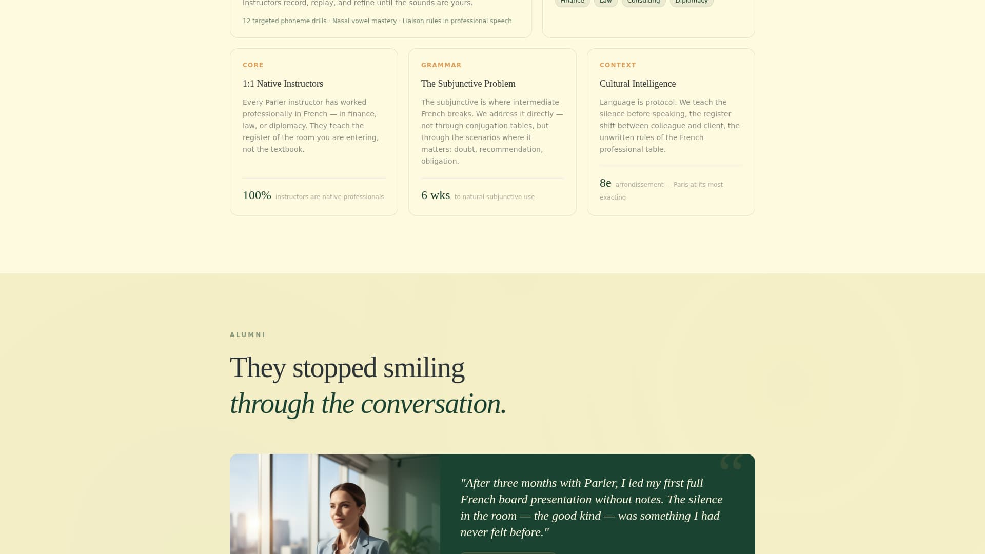 Parler - Precision French Landing Page Template