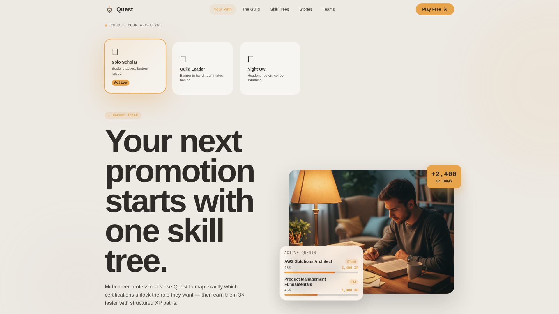 Quest - Immersive Gamified Learning Landing Page Template