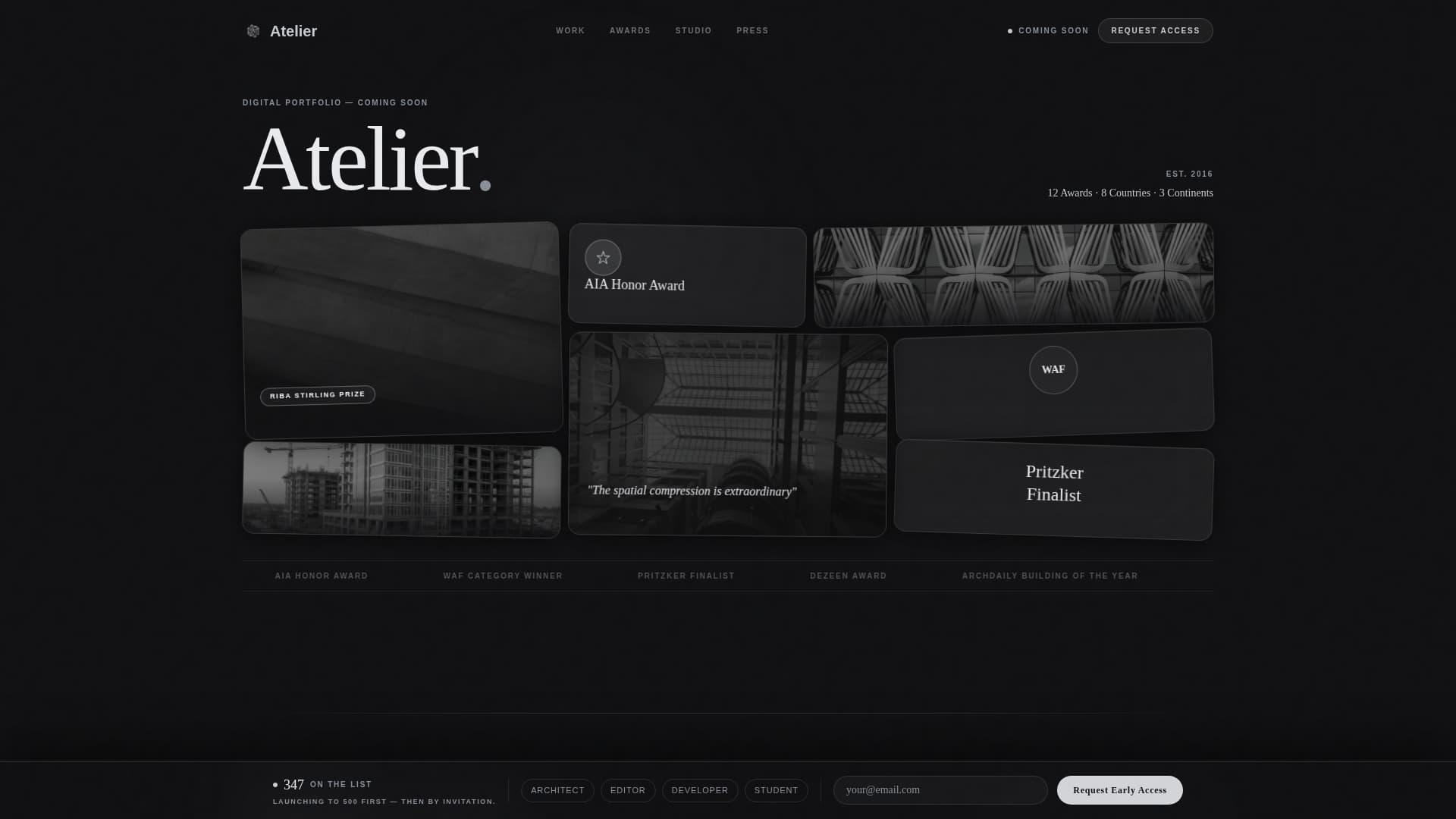 Atelier - Awardwinning Architect Landing Page Template