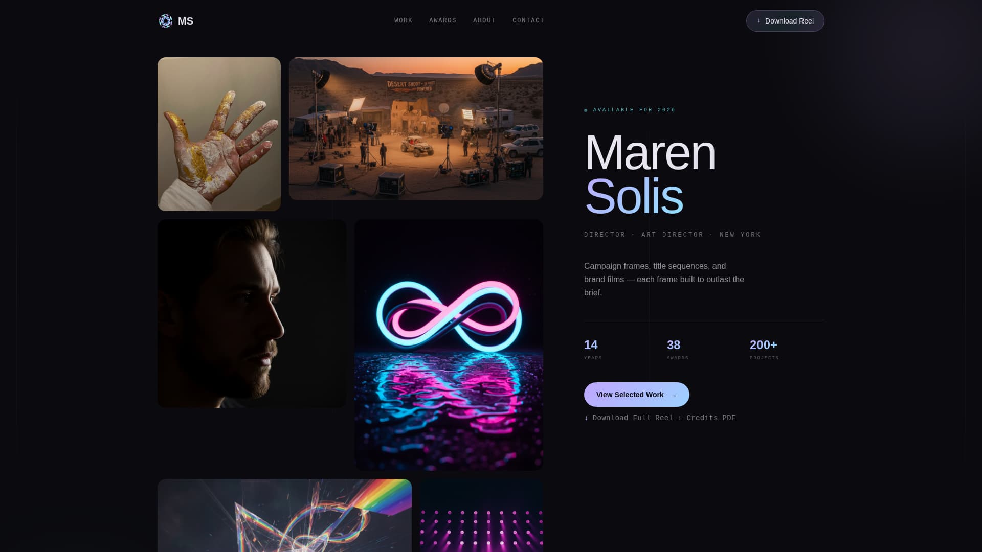 Luminary - Holographic Videoportfolio Landing Page Template