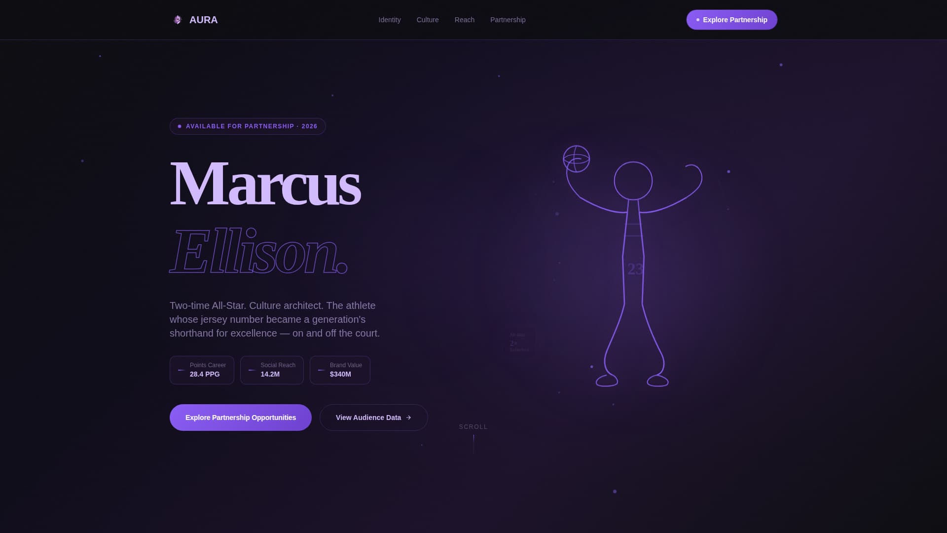 Aura - Immersive Athlete Landing Page Template