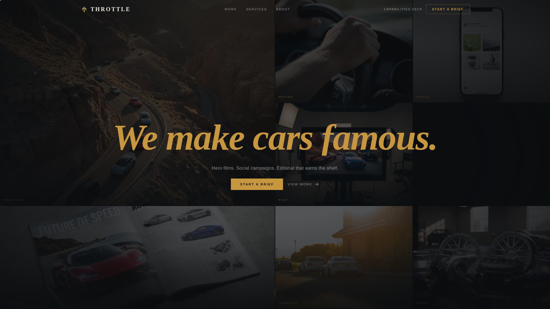 Throttle - Cinematic Automotive Landing Page Template