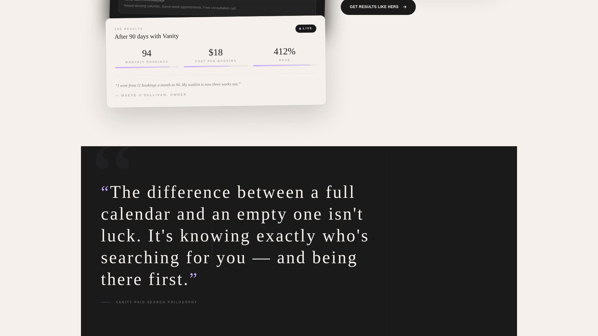 Vanity - Precision Salon Landing Page Template