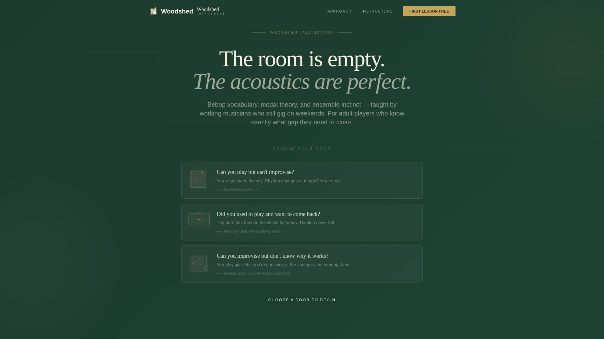 Woodshed - Authoritative Jazz Landing Page Template