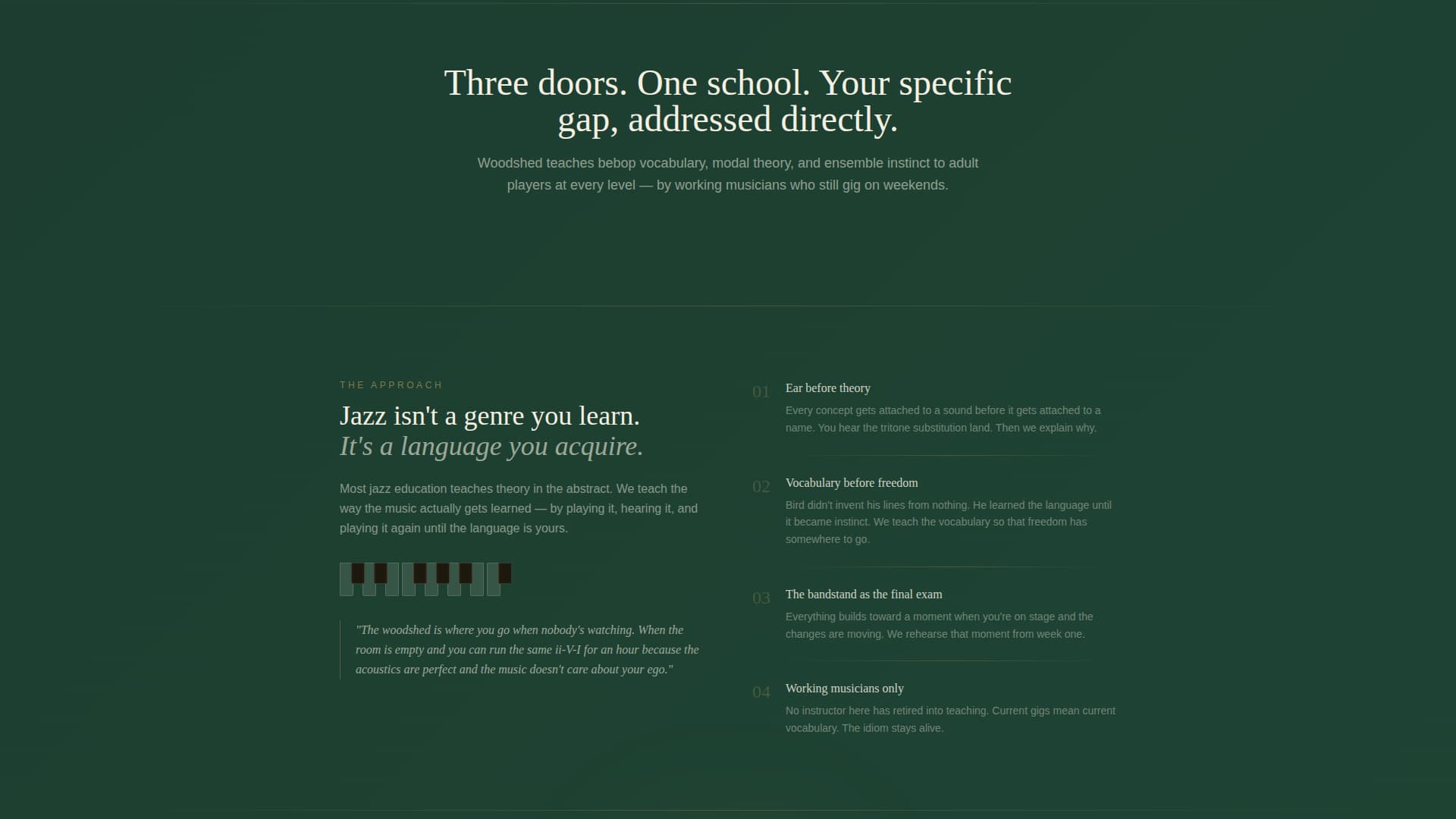 Woodshed - Authoritative Jazz Landing Page Template