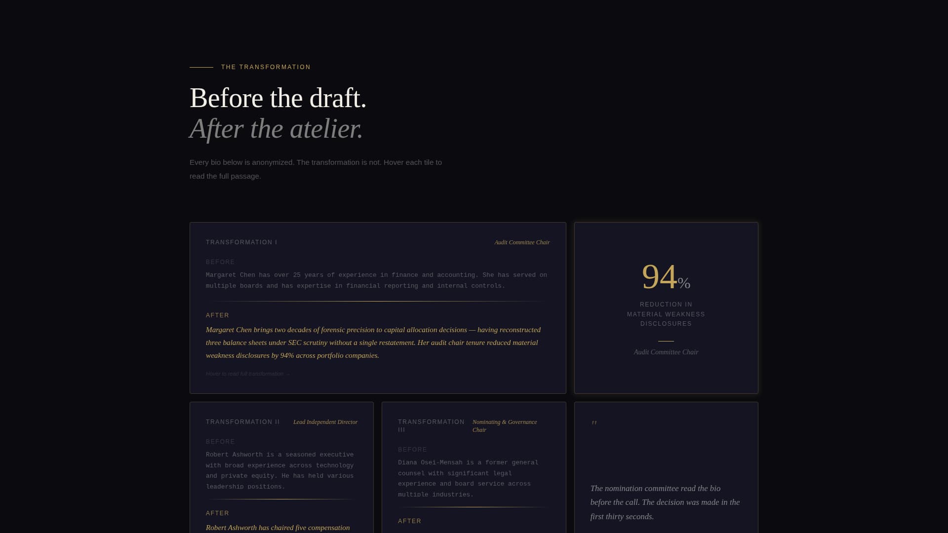 Atelier - Precision Executive Landing Page Template