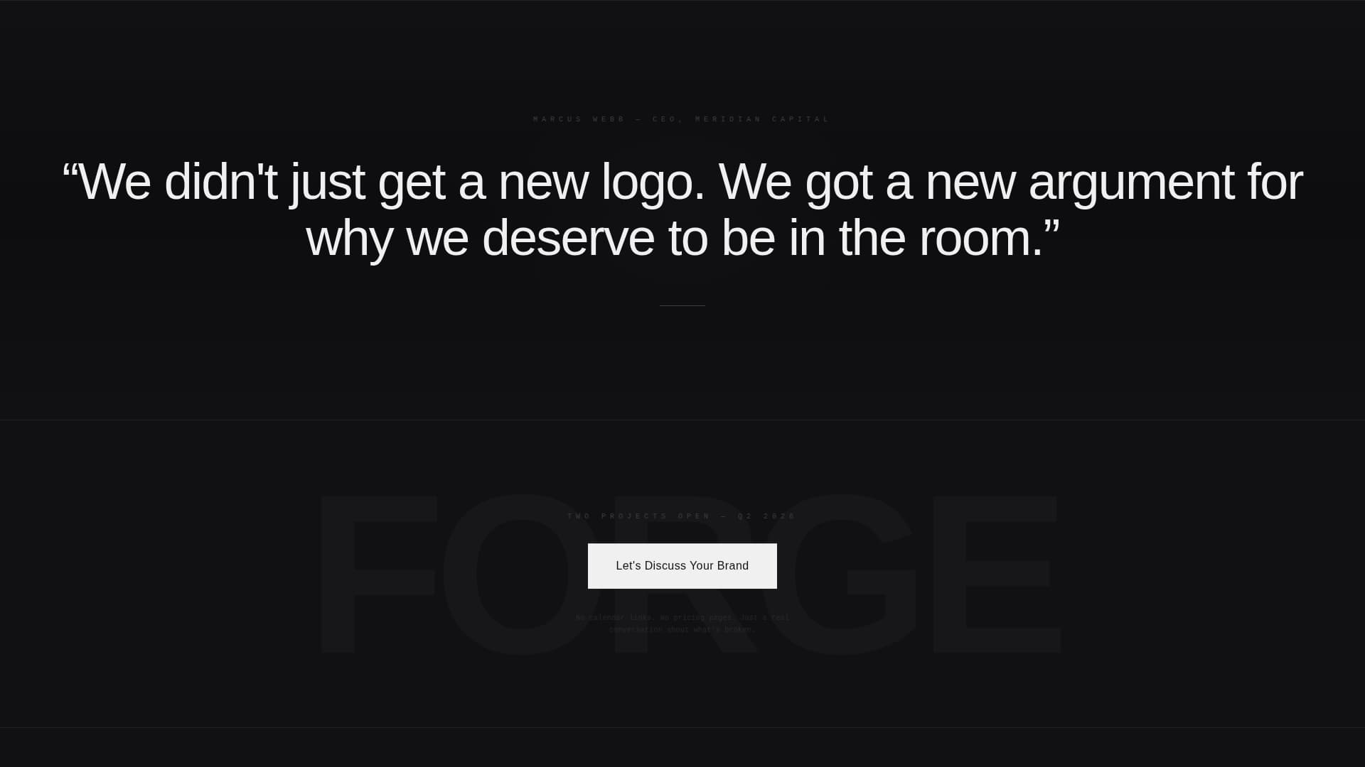 Forge - Immersive Strategist Landing Page Template