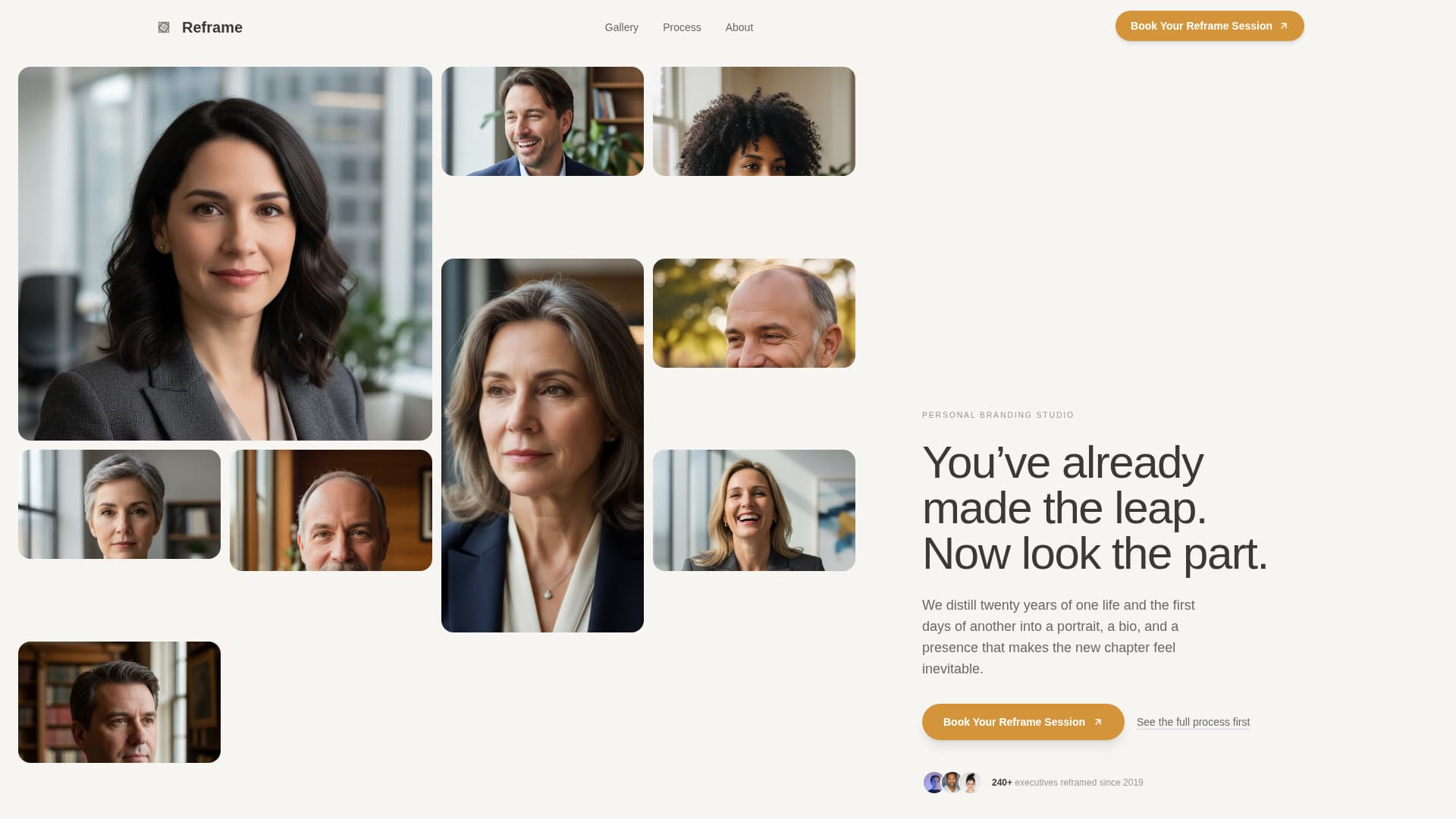 Reframe - Compelling Executivebio Landing Page Template