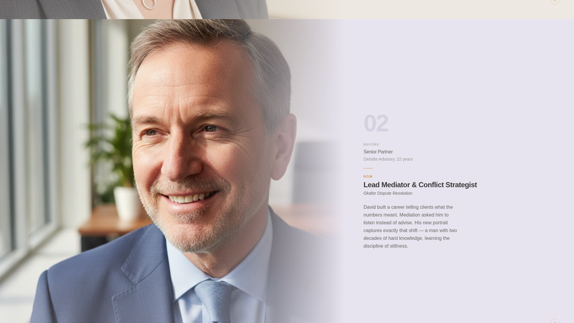 Reframe - Compelling Executivebio Landing Page Template