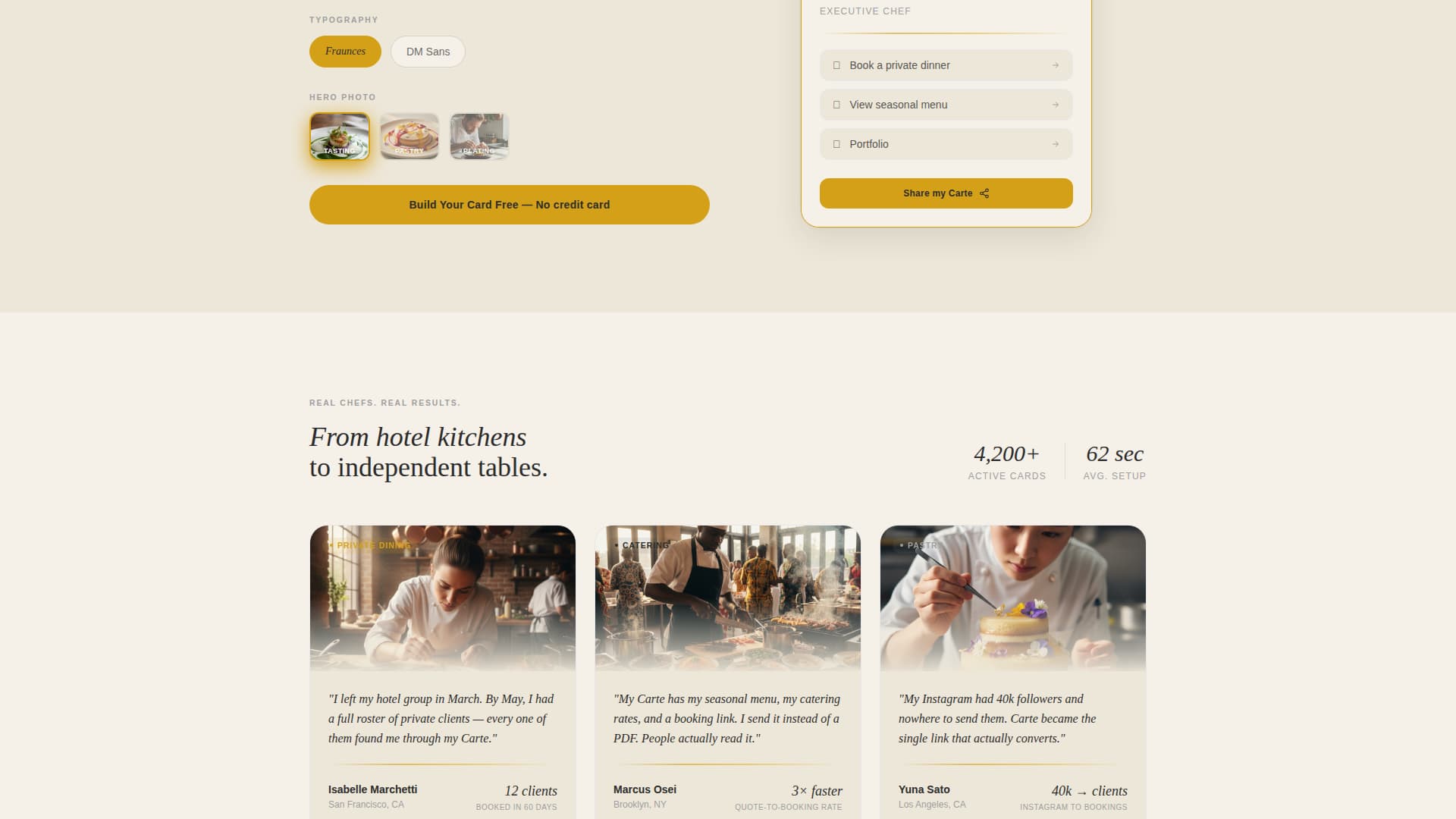 Chef Profile Booking Website Template