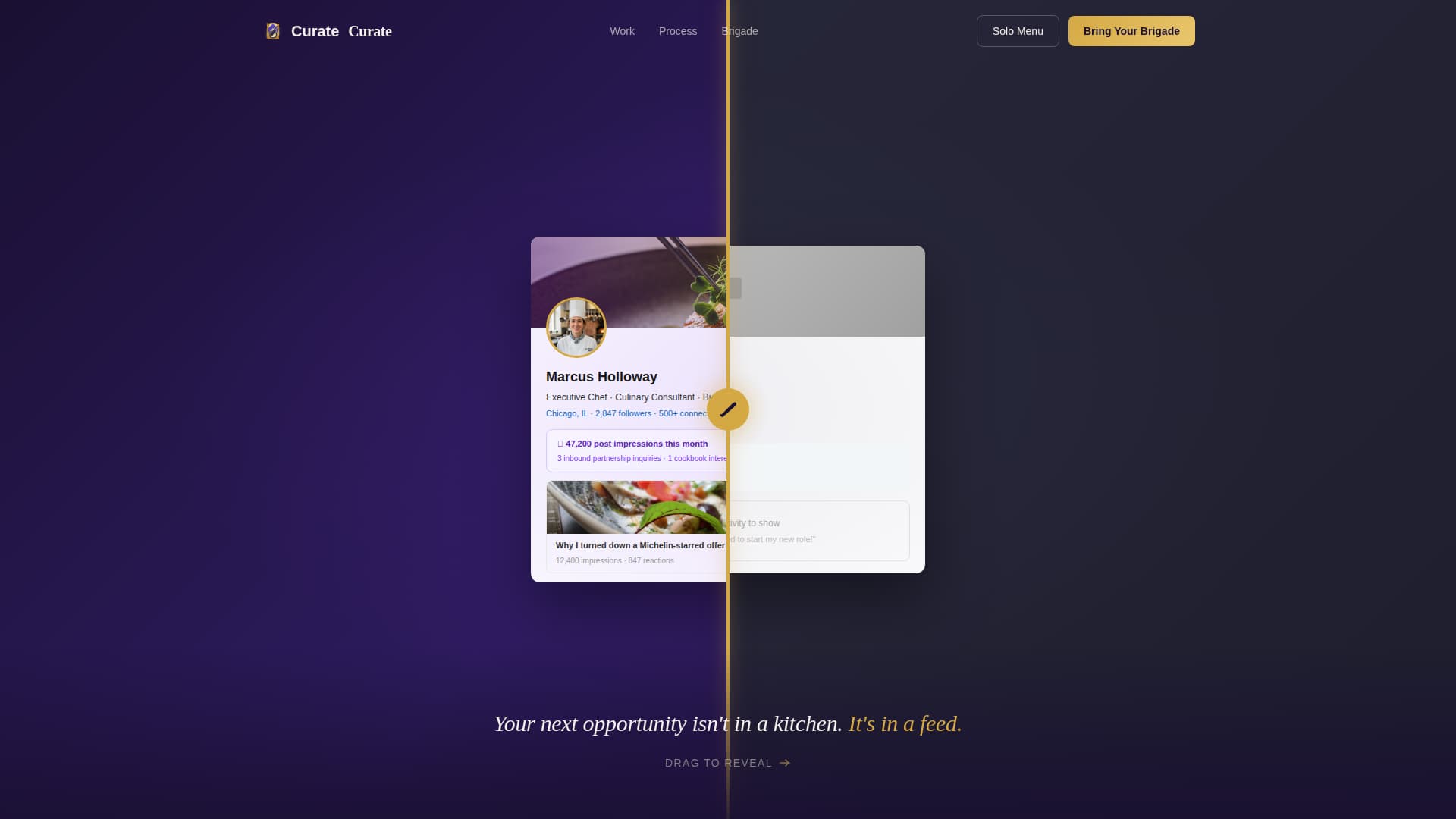 Curate - Magnetic Chefprofile Landing Page Template