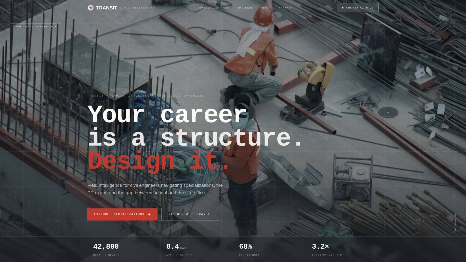 Civil Engineer Profile Careers Website Template