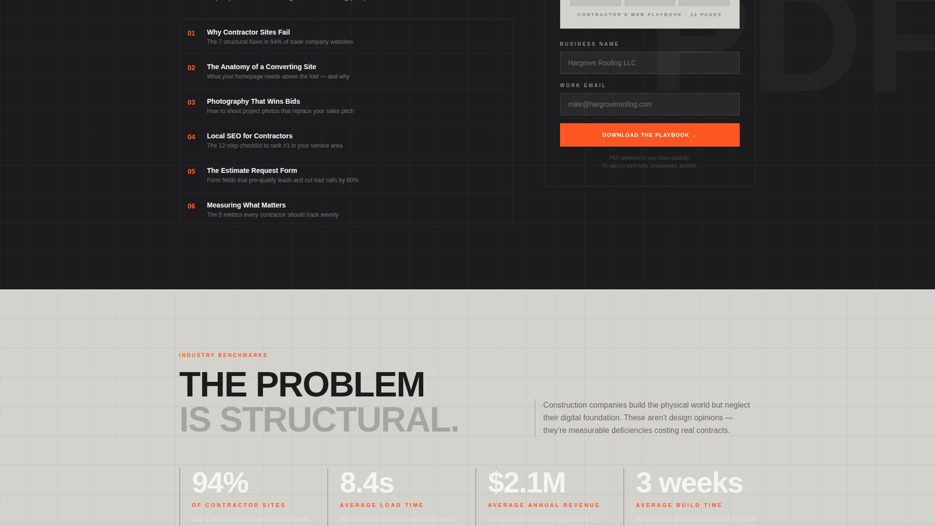 Construction Marketing & Agency Portfolio Website Template
