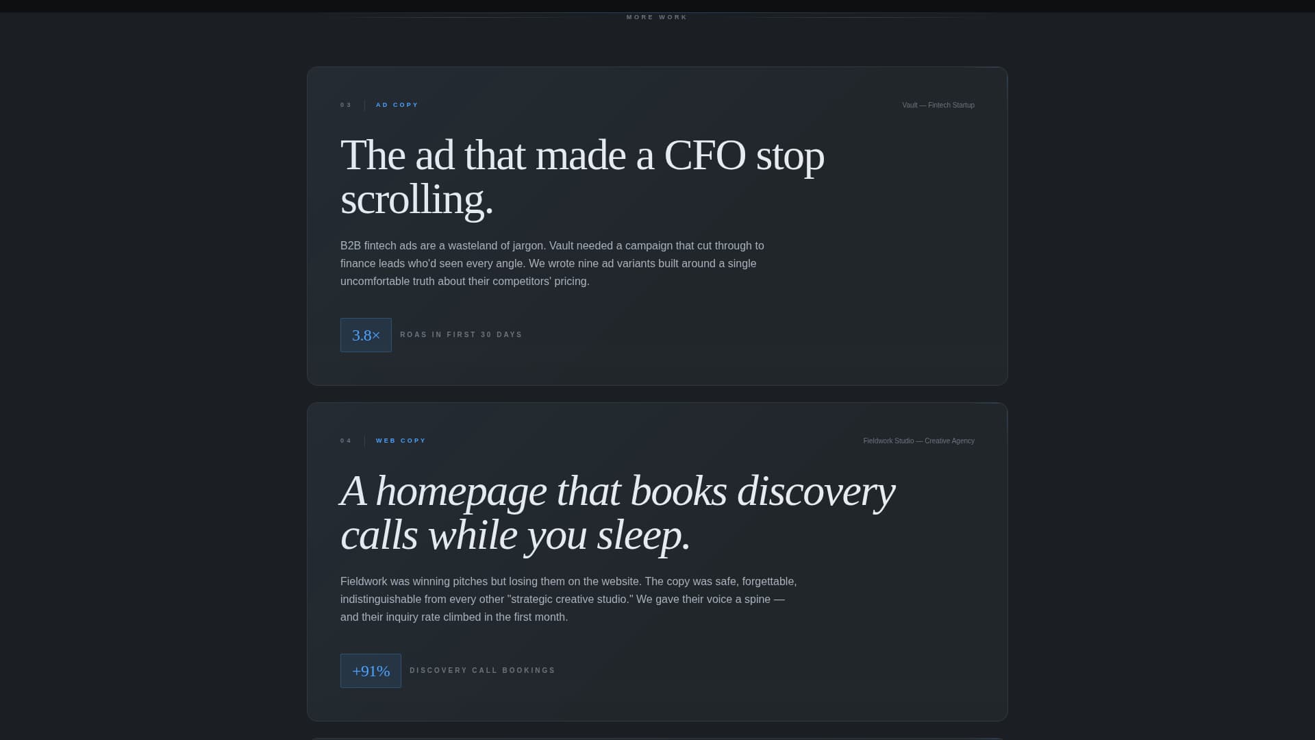 Copywriter Portfolio Portfolio Website Template