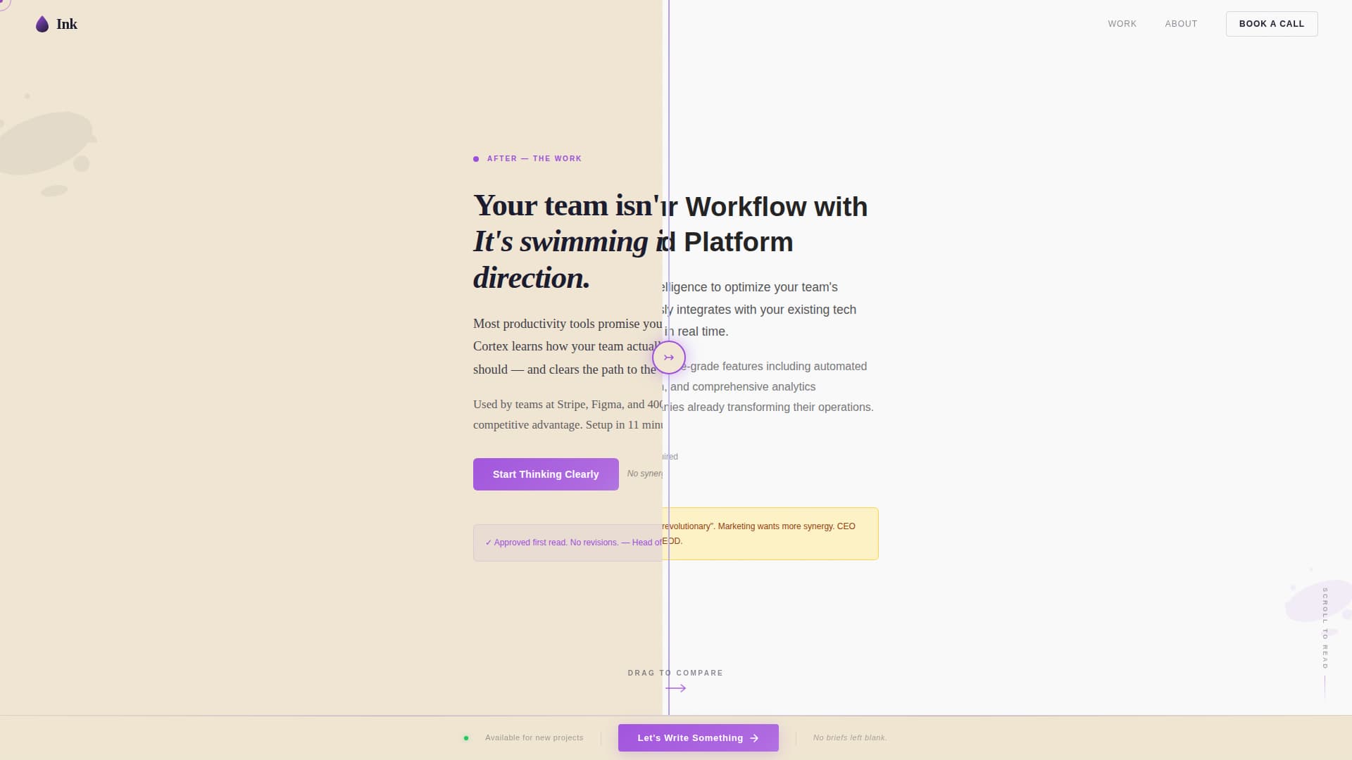Writing & Content Portfolio Booking Website Template