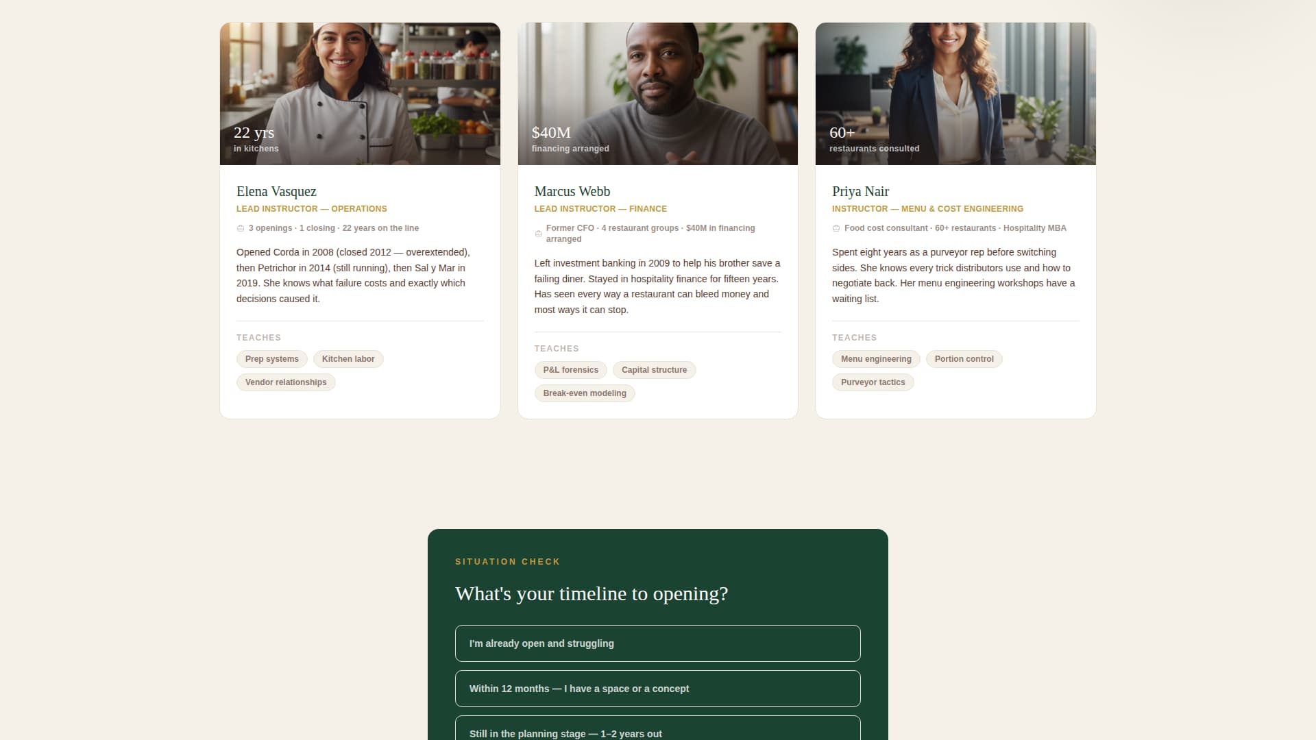 Culinary & Hospitality Education Specialist Professional Website Template