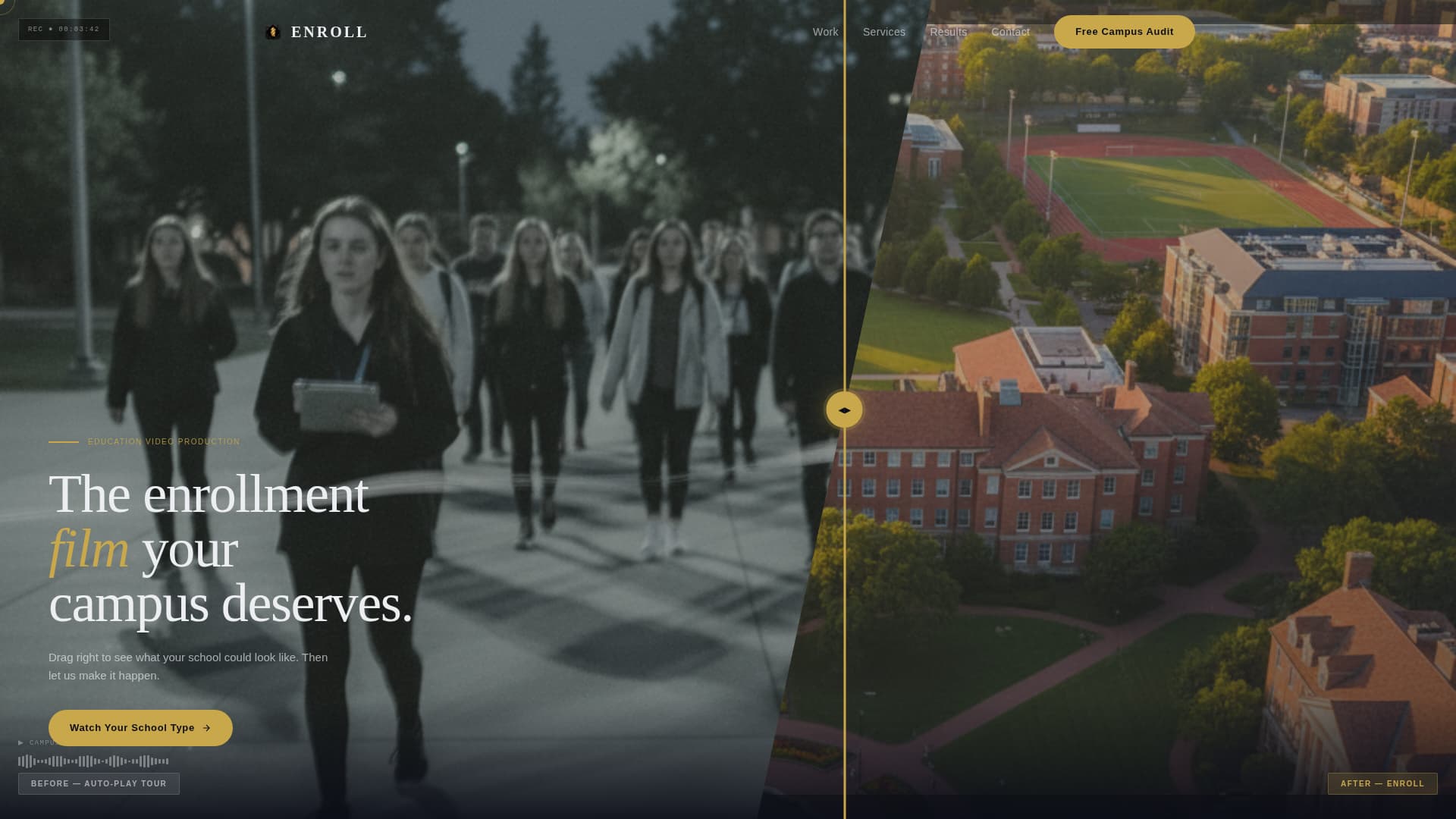 Enroll - Cinematic Education Landing Page Template