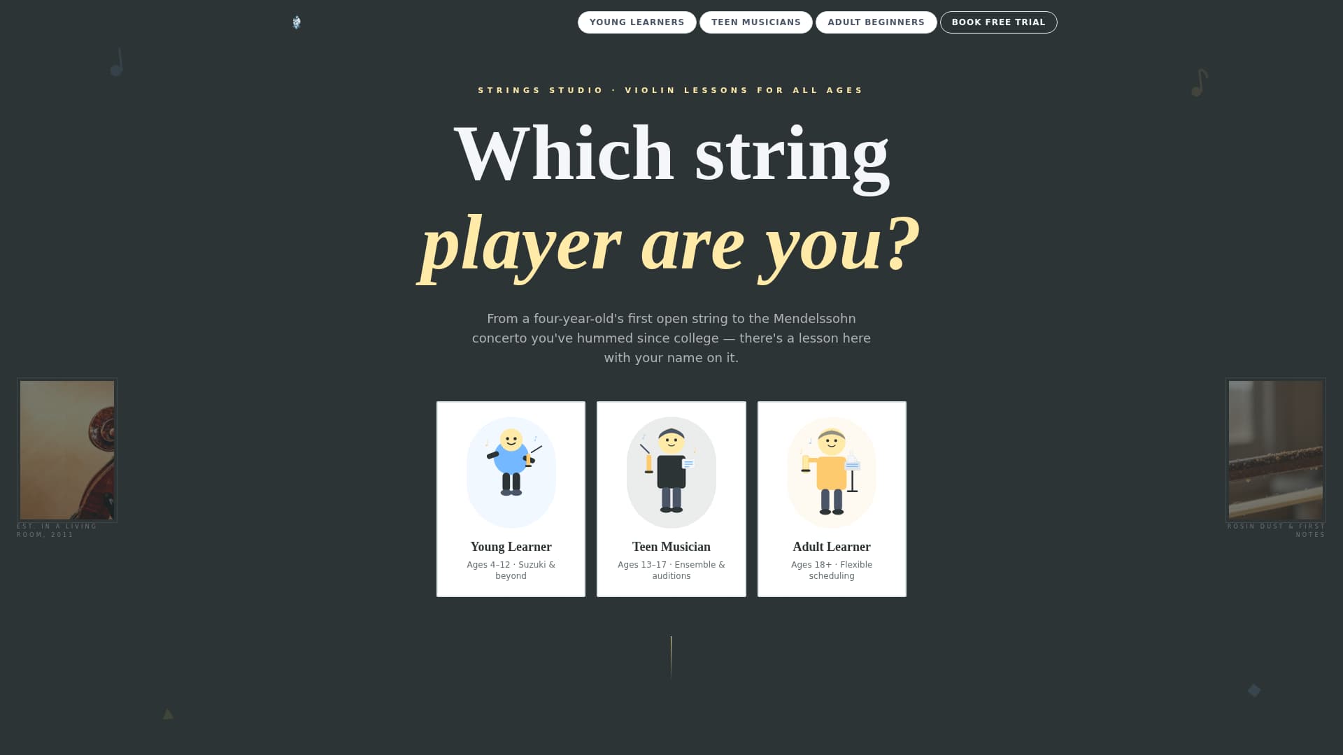 Music & Performing Arts School Specialist Booking Website Template