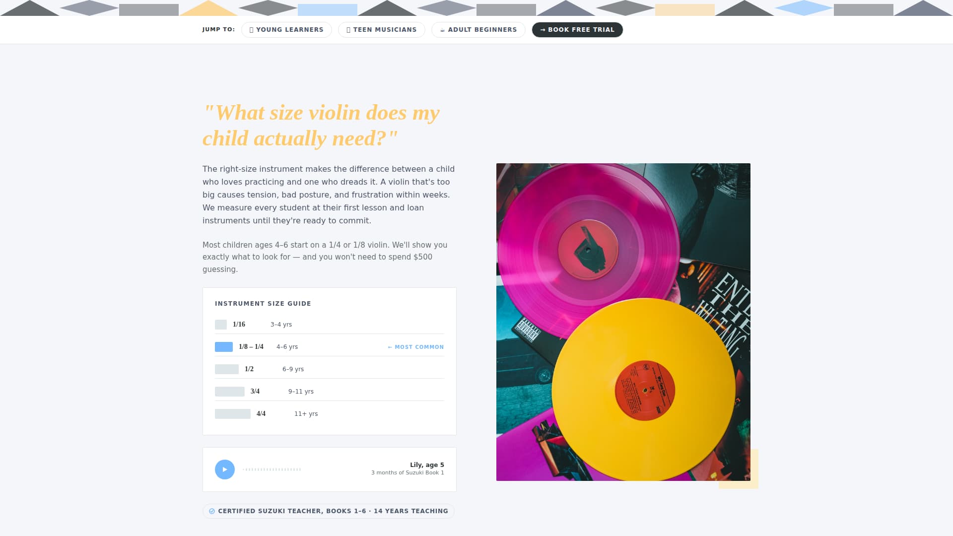 Music & Performing Arts School Specialist Booking Website Template