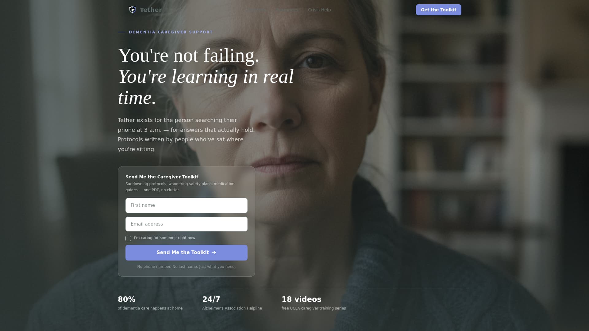 Tether - Compassionate Caregiver Landing Page Template