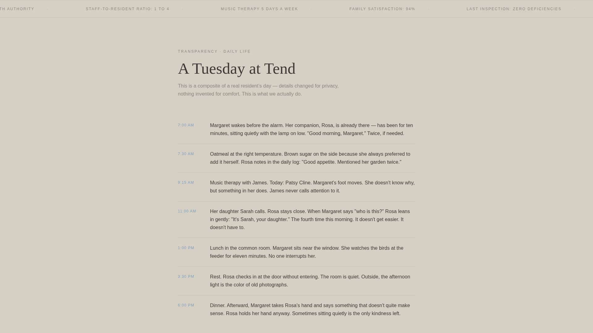 Tend - Compassionate Memorycare Landing Page Template