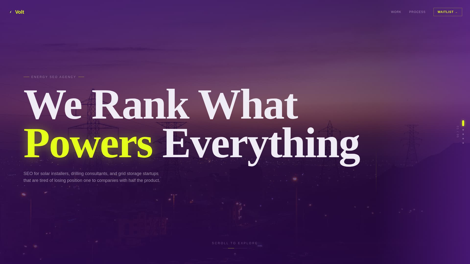 Volt - High-Voltage Energy SEO Landing Page Template