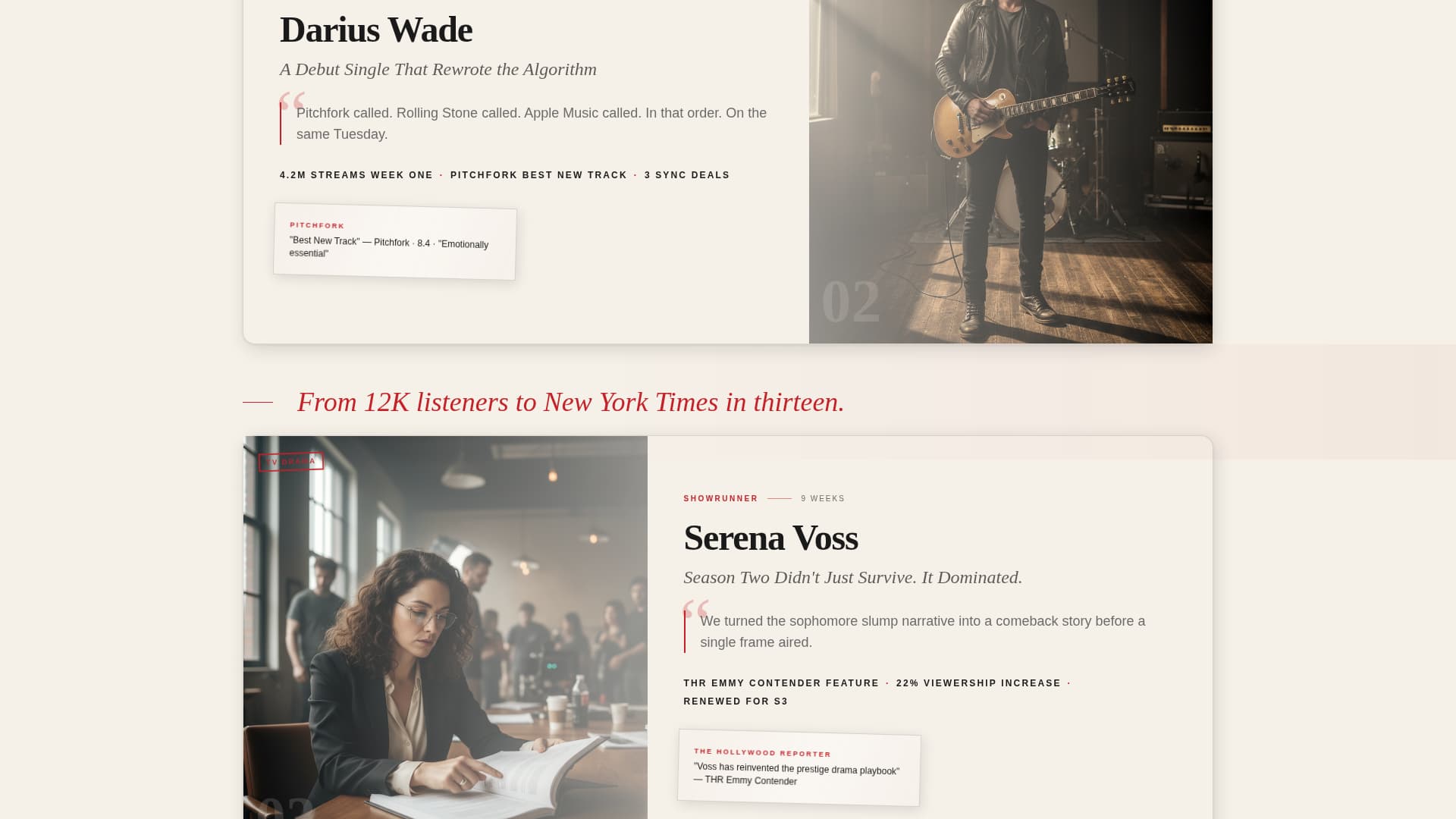 Publicist - Powerful Entertainment PR Landing Page Template