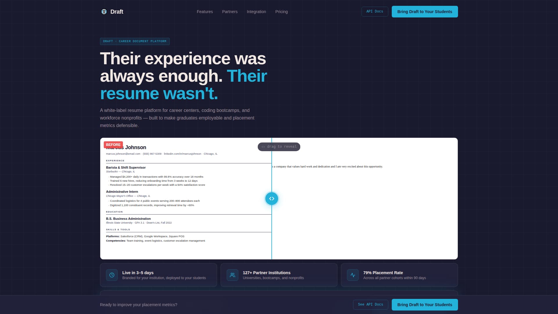 Draft - Powerful Resume Landing Page Template