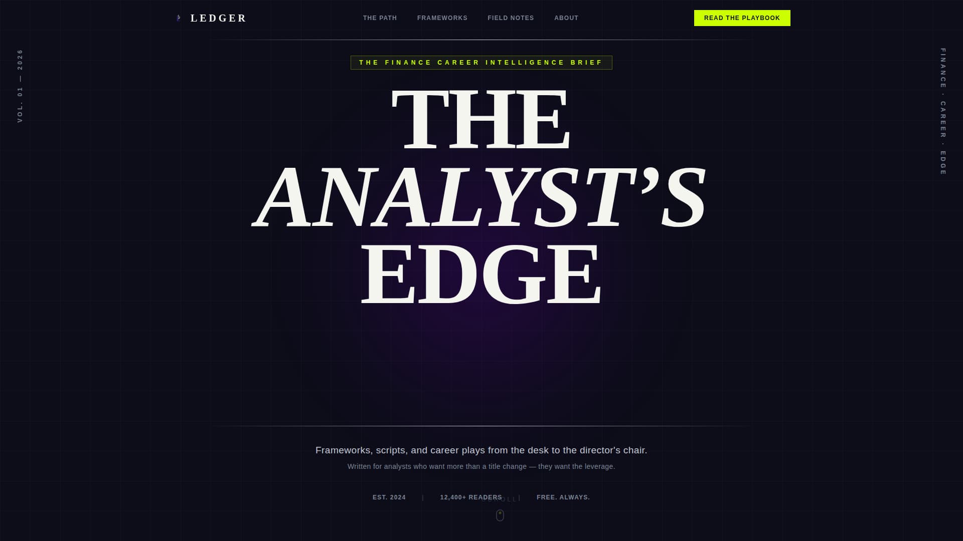 Ledger - Elite Analyst Landing Page Template