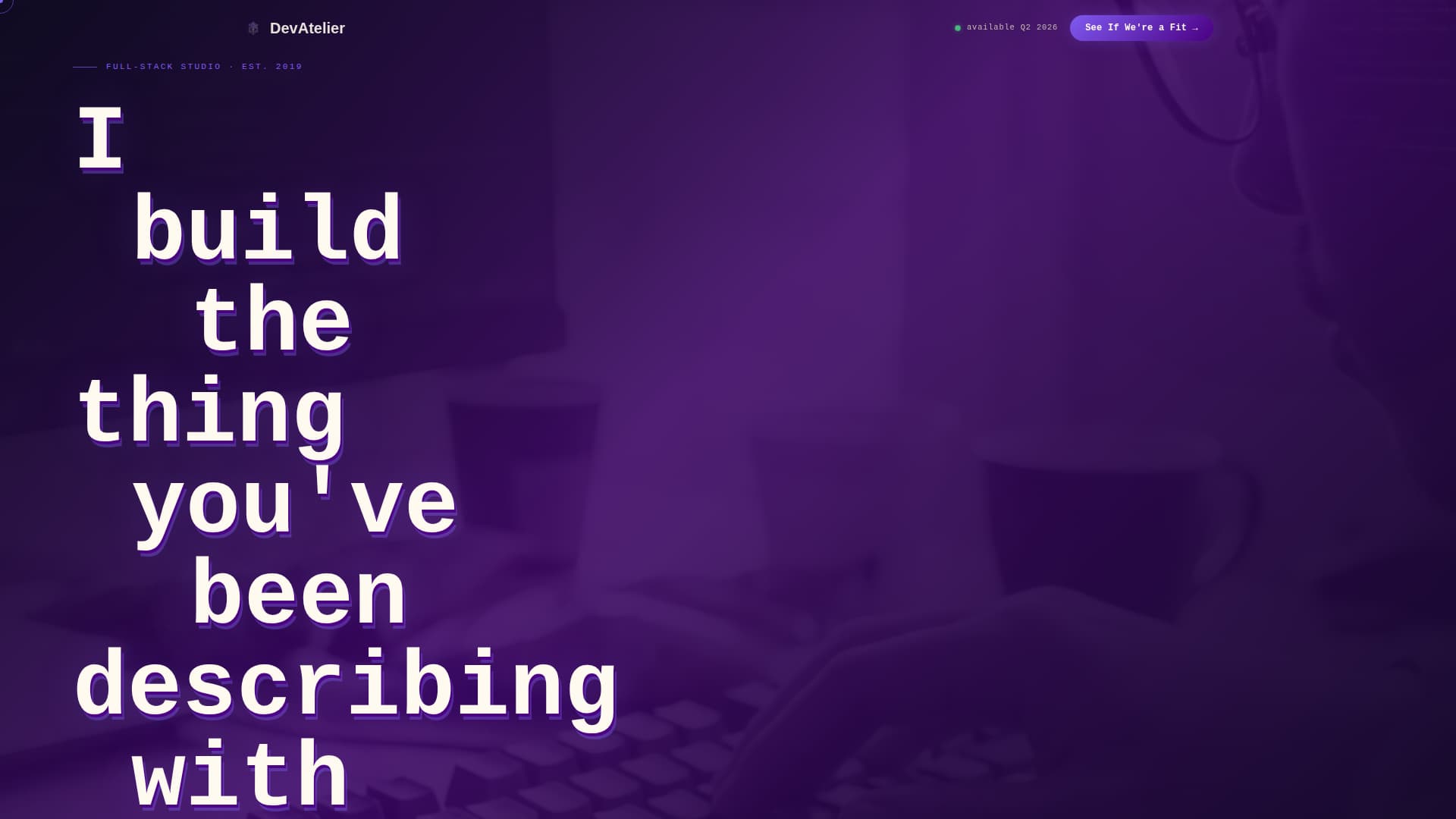 Devatelier - Luminous Freelance Developer Landing Page Template
