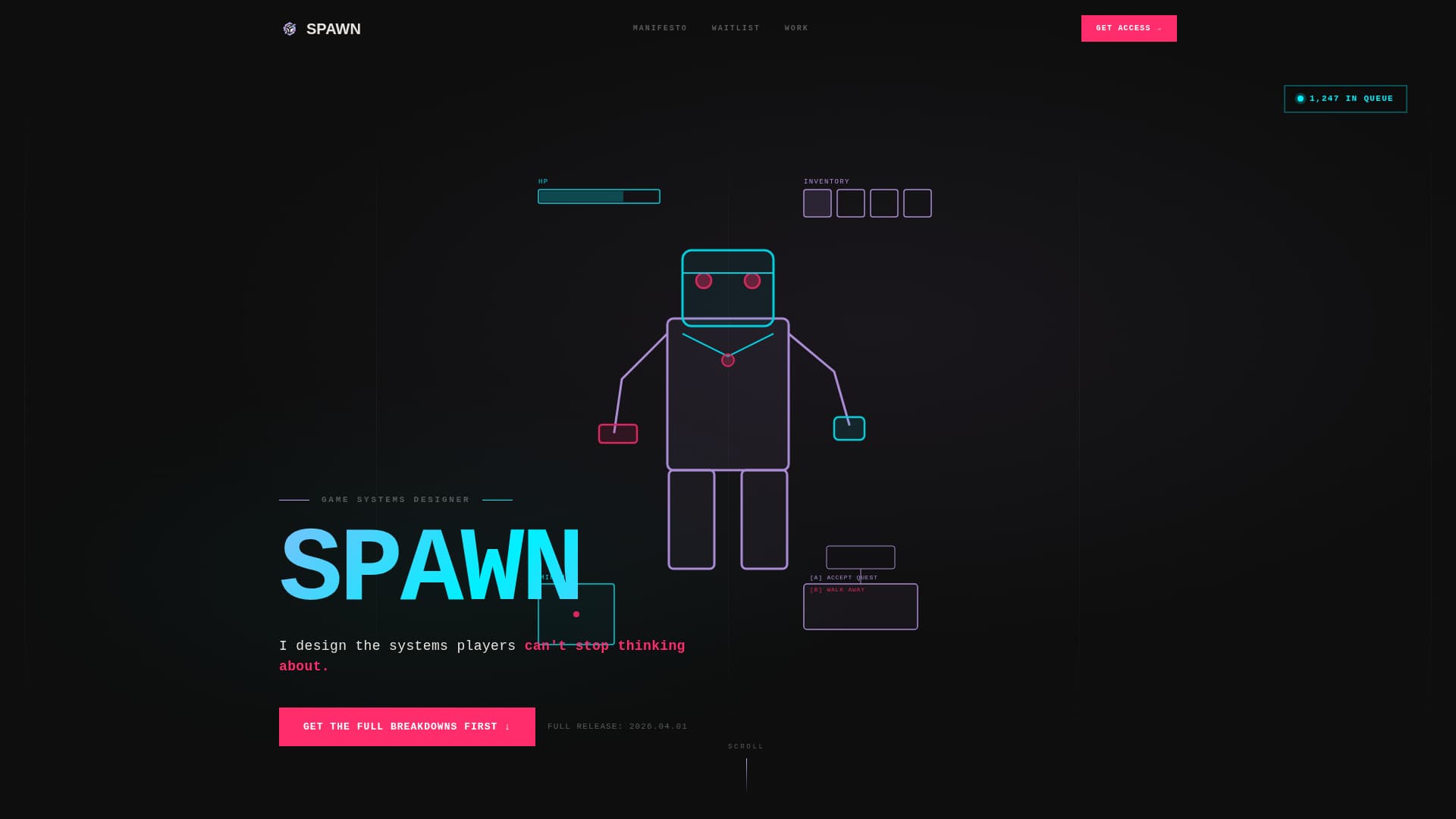 Spawn - Bold Game Designer Landing Page Template