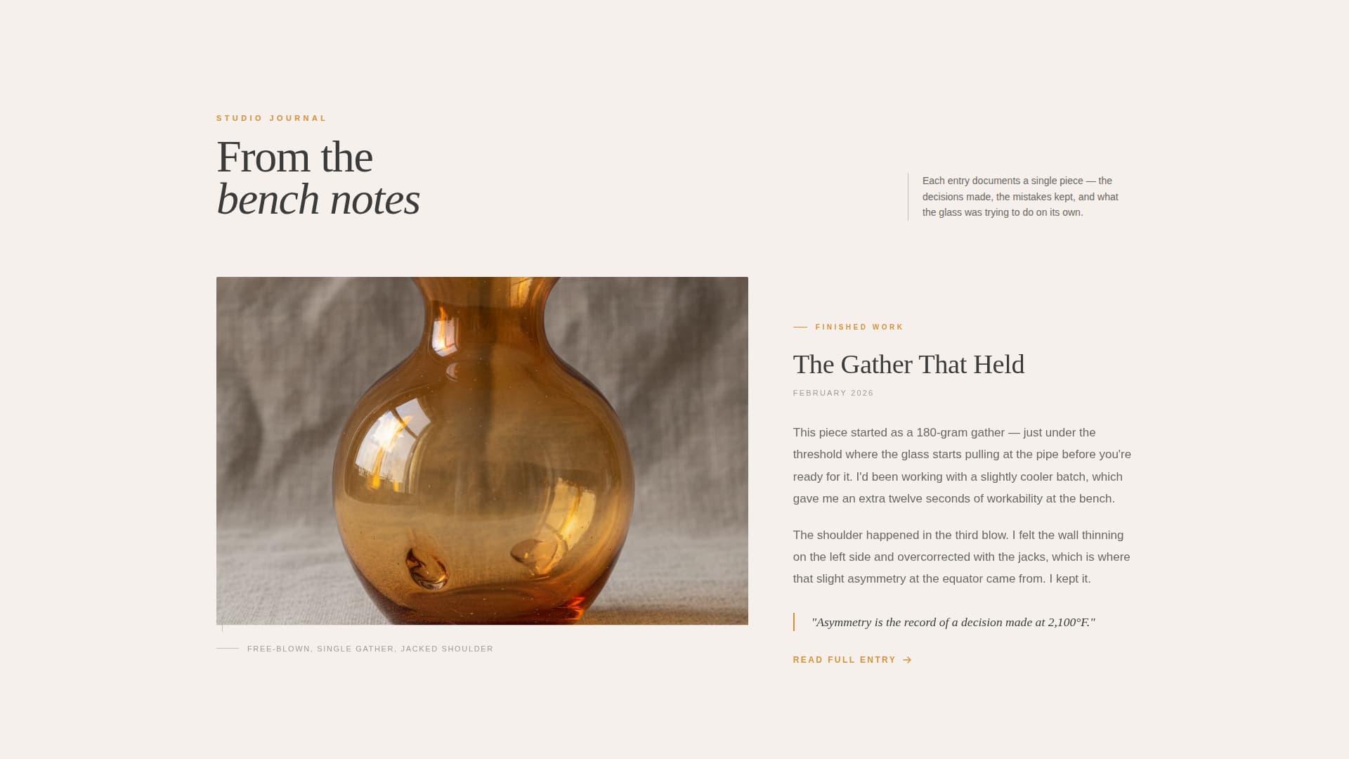 Gather - Artisan Glassblower Landing Page Template