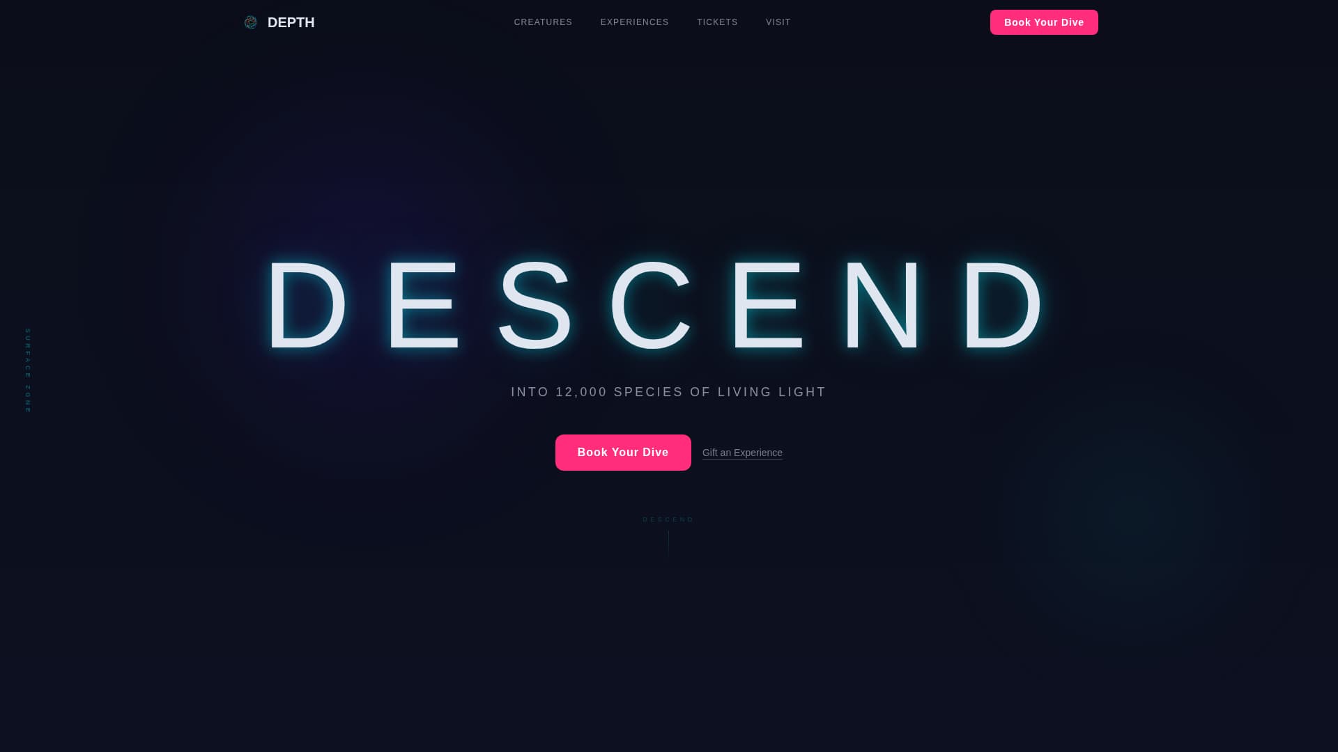 Depth - Immersive Aquarium Landing Page Template