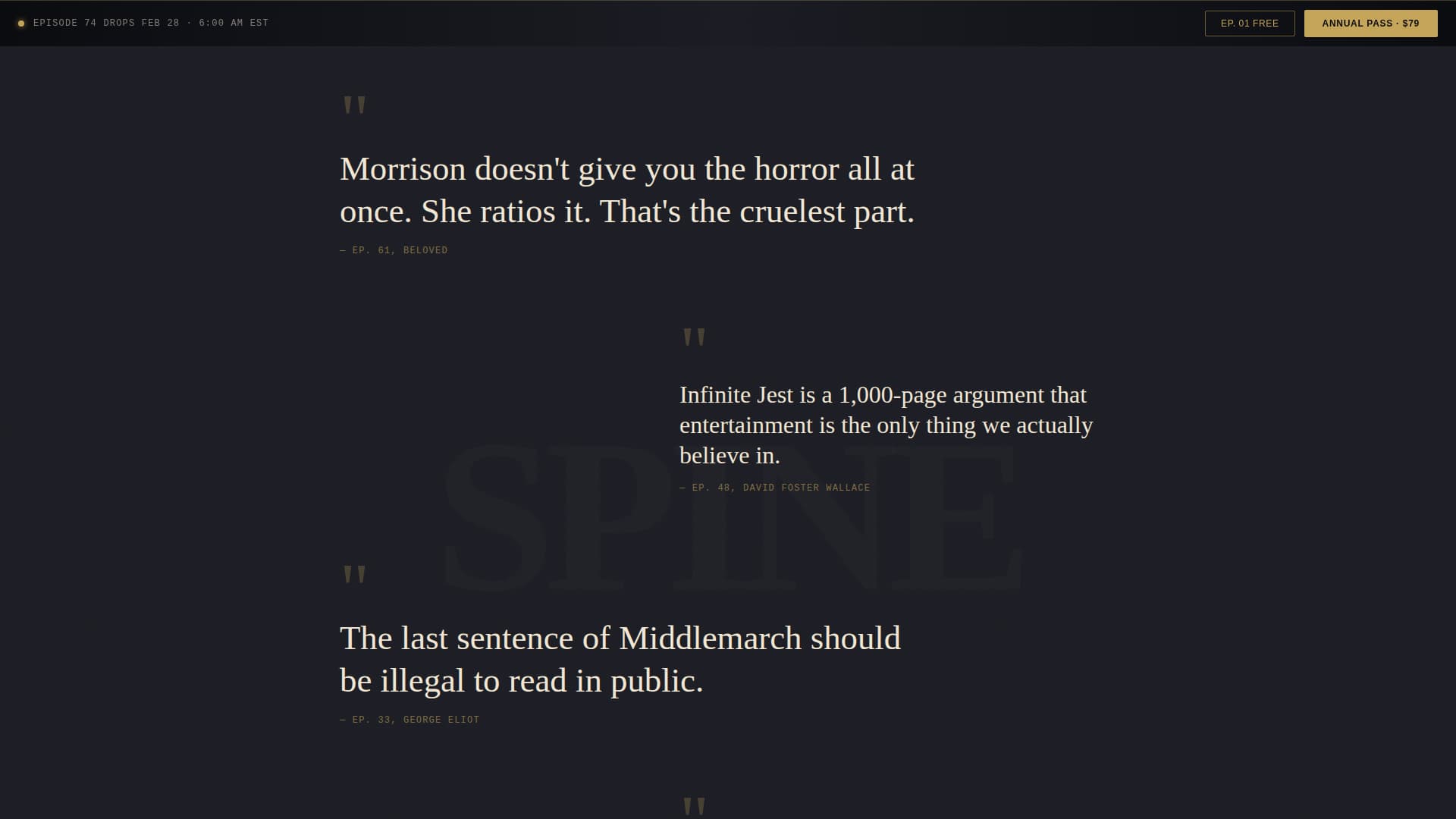 Spine - Immersive Podcast Landing Page Template