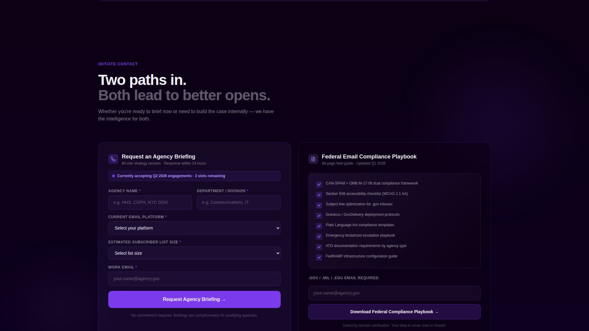 Dispatch - Precision Government Landing Page Template