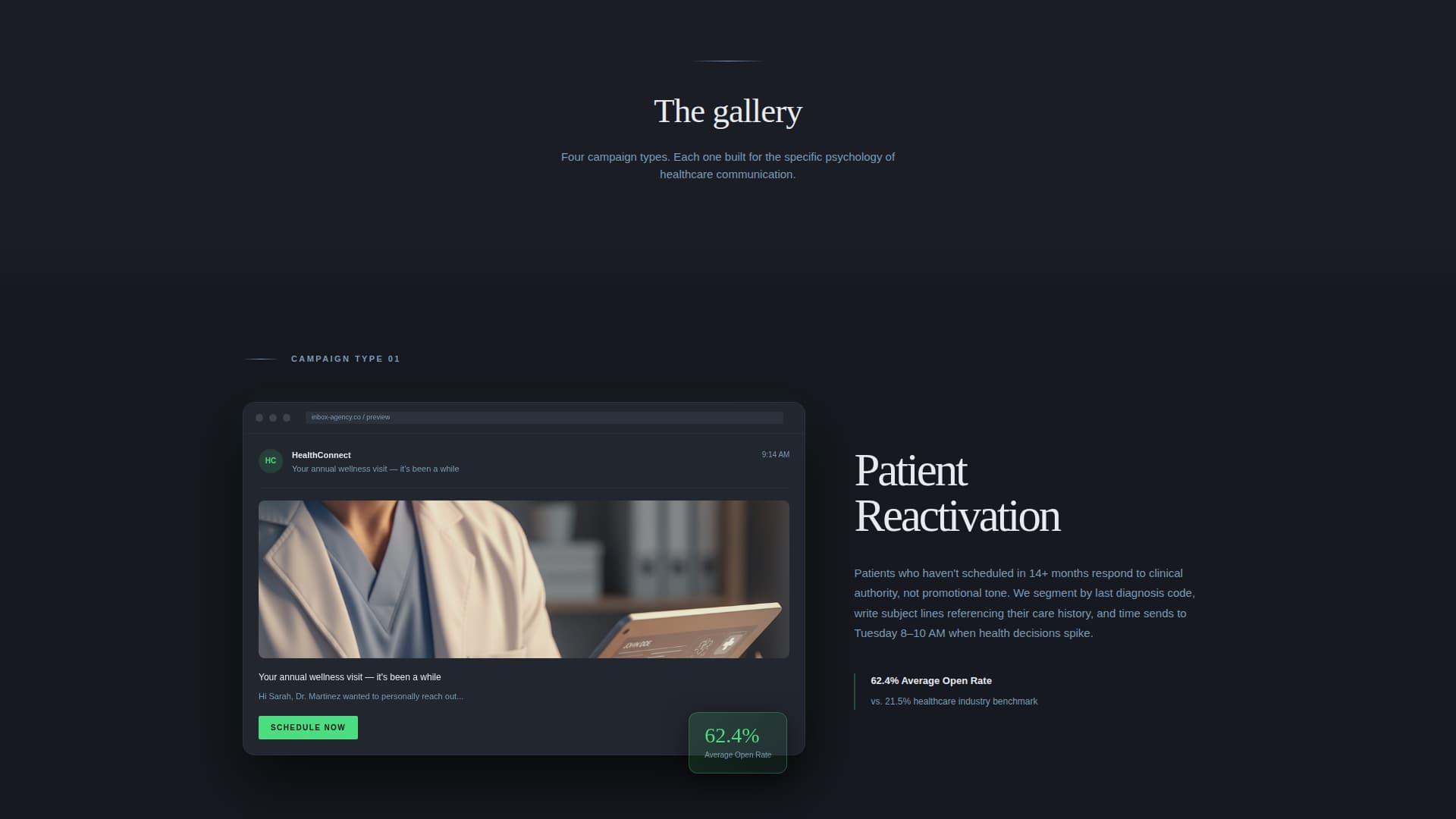 Inbox - Immersive Healthcare Landing Page Template