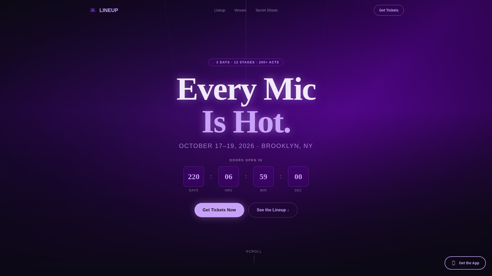 Lineup - Electrifying Comedyfestival Landing Page Template