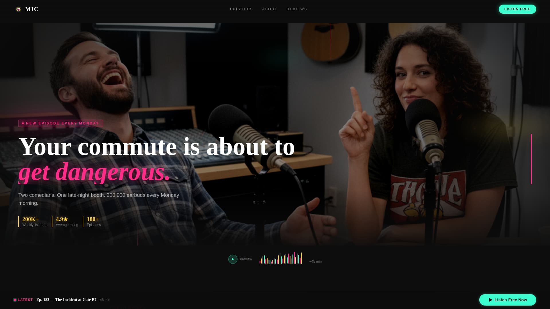 Mic - Electric Comedy Landing Page Template