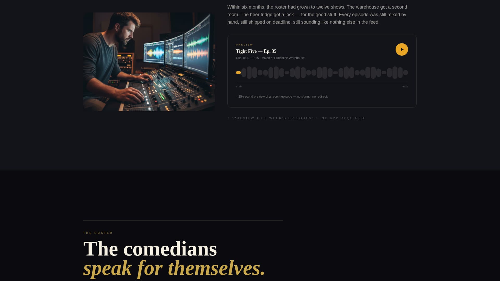 Punchline - Bold Comedypodcast Landing Page Template